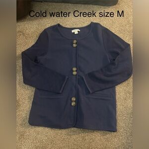 Women's Navy Button-Up Waffle Jacket Shirt Sz M